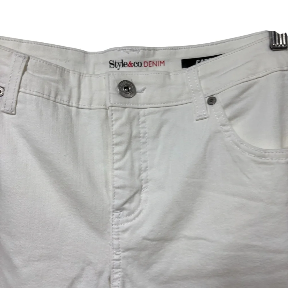 Style&co Denim White Capri Jeans Womens 12 Mid Rise Cropped Cuffed #680‎